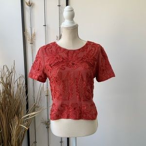 Beautiful lace brocade peplum top